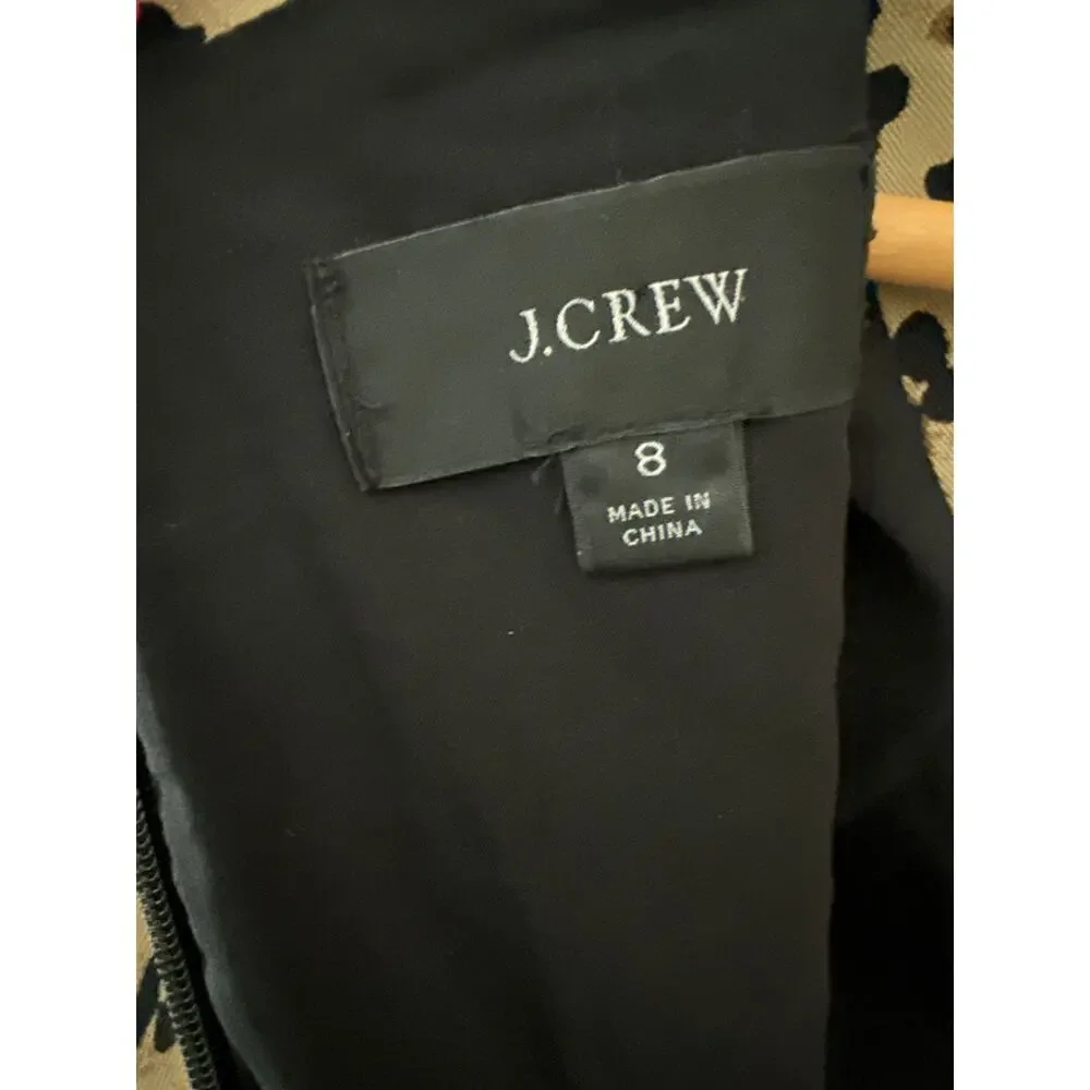 J. Crew Leopard Print V-Neck Cap Sleeve Shift‎ Dress Size 8